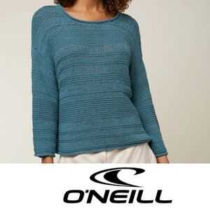 NEW M O'NEILL BEACH SWEATER TEAL GREEN COTTON OPEN KNIT OVERSIZED medium NWT